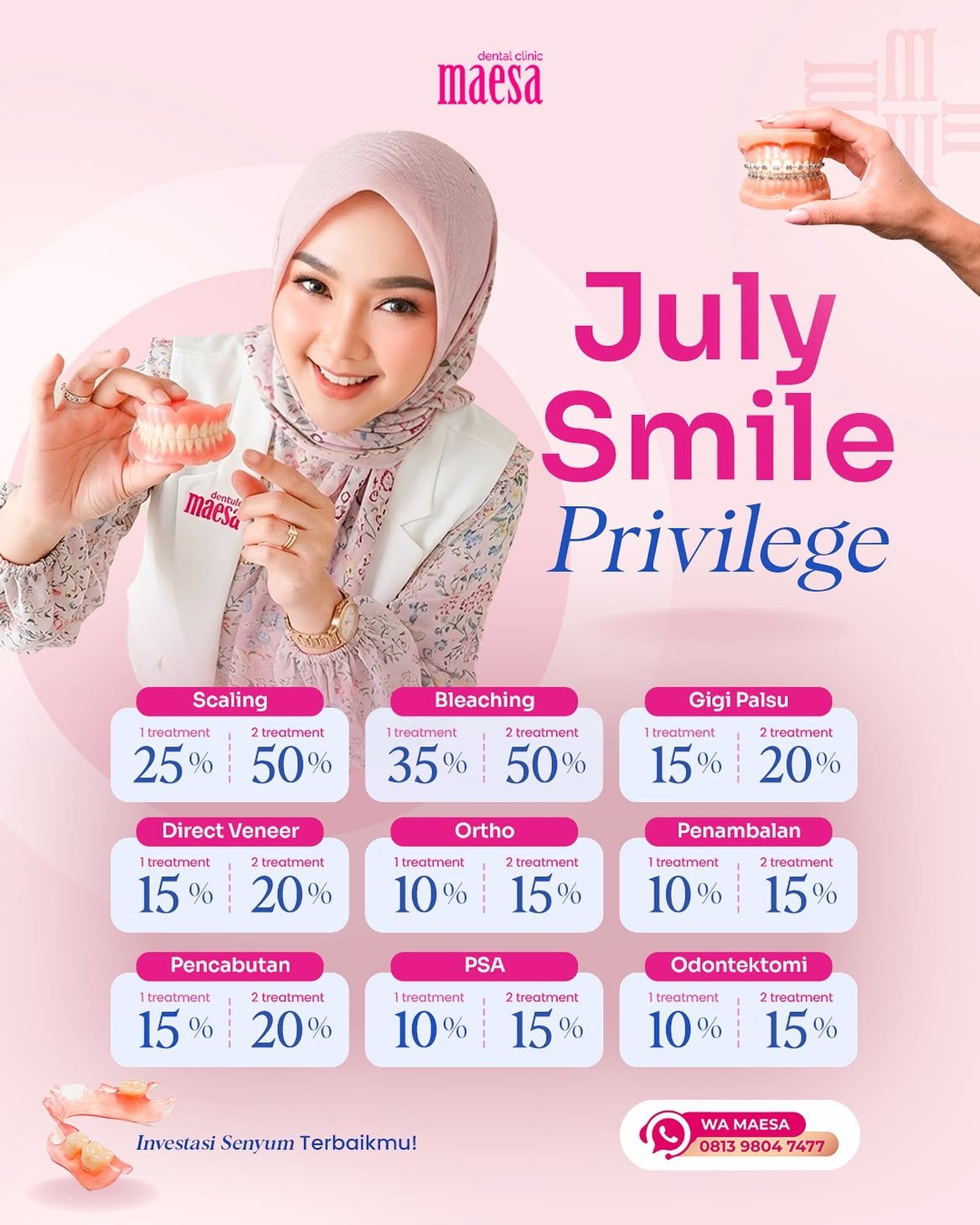 PROMO Maesa Dental Clinic | Klinik Gigi Terbaik - July Smile Privilege 2026 | Promo Klinik Gigi, Scaling, Bleaching, Behel & Veneer di Maesa Dental Clinic