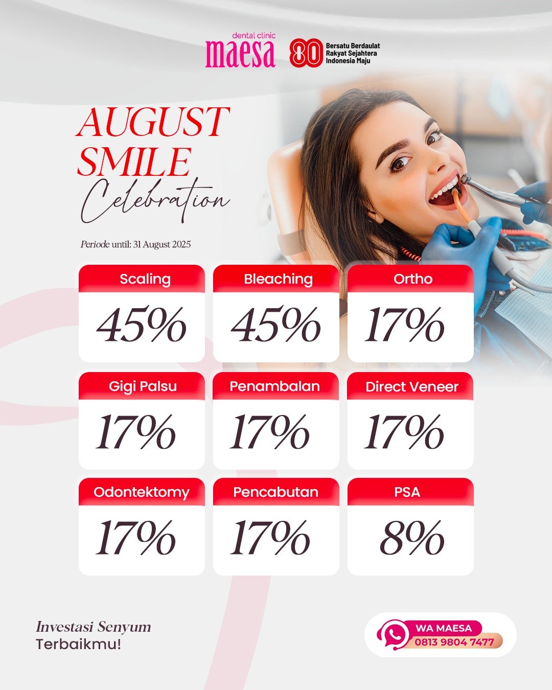 PROMO Maesa Dental Clinic | Klinik Gigi Terbaik - August Smile Celebration